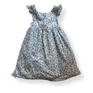 Mini Boden blue floral ruffle strap dress